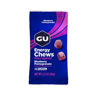 GU Energy Chews – Blueberry Pomegranate Non-Caffeinated – 1, 4 or 12 Pack | Running & Endurance