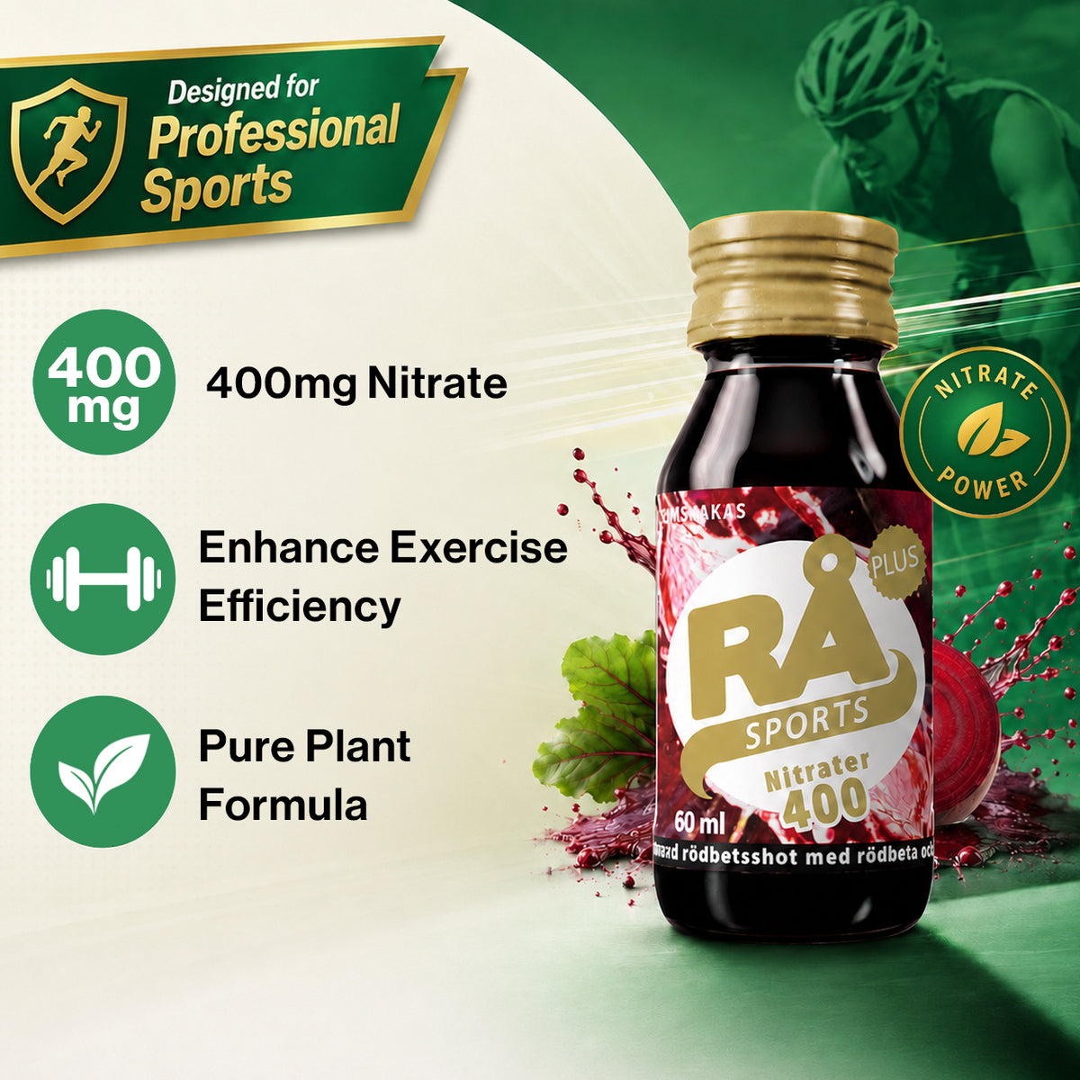 RA Swedish Beetroot Juice Shot 400mg Nitrate 60ml – 5,10 Bottles | Endurance, Running & Marathon