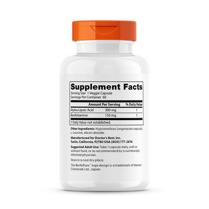 Doctor's Best Benfotiamine 150 + Alpha-Lipoic Acid 300