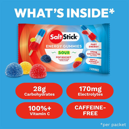 SaltStick Energy Gummies 3 Pack – Carbohydrate & Electrolyte Chews for Running, Marathon, Cycling & HYROX