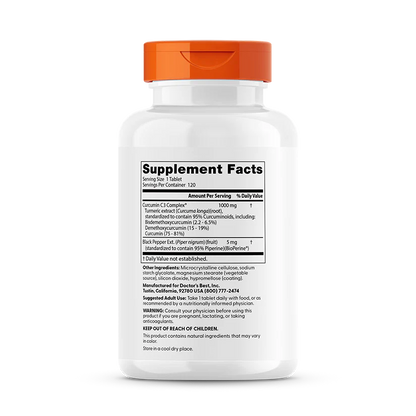Doctor's Best High Absorption Curcumin, 1,000 mg, 120 Tablets
