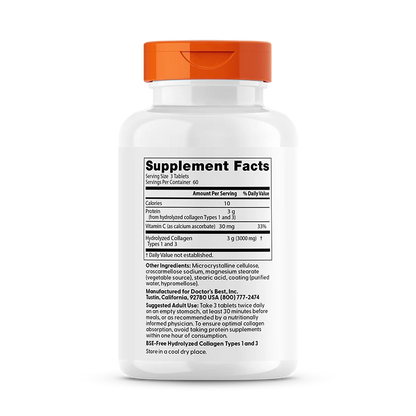 Doctor's Best Collagen Types 1 and 3 with Vitamin C and Peptan