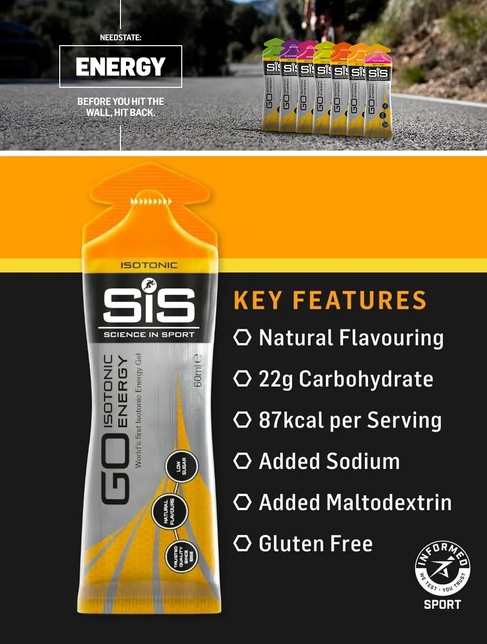 Science In Sport SIS GO Isotonic Energy Gels 30 Packs x 60 ml per serving