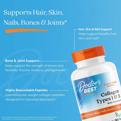 Doctor's Best Collagen Types 1 and 3 with Vitamin C and Peptan
