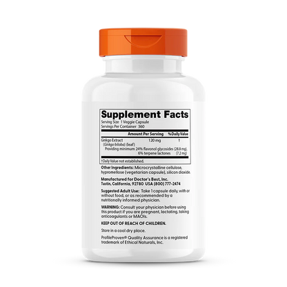 Doctor's Best Extra Strength Ginkgo, 120 mg