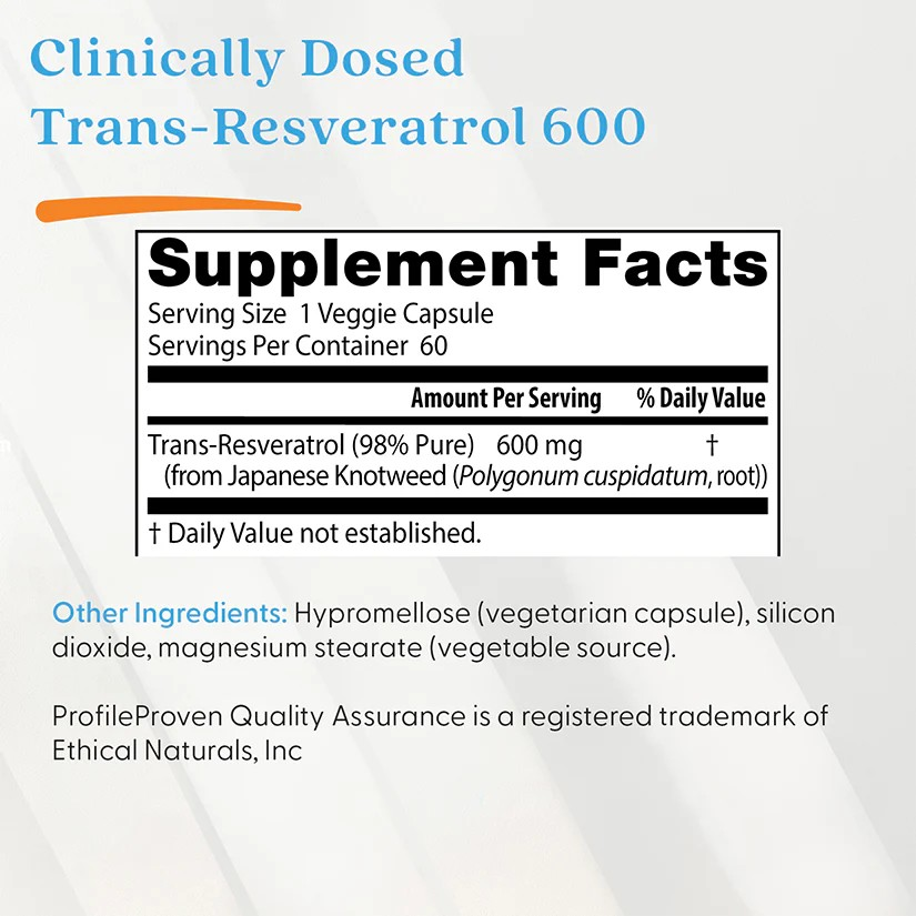 Doctor's Best High Potency Trans-Resveratrol 600, 600 mg, 60 Veggie Caps