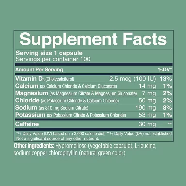 SaltStick Caps Plus Electrolyte Salts 100 Caps Caffeine