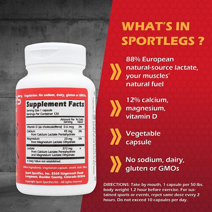 SportLegs 120 Capsules for Running, Cycling, Marathon, Endurance & Sports Performance