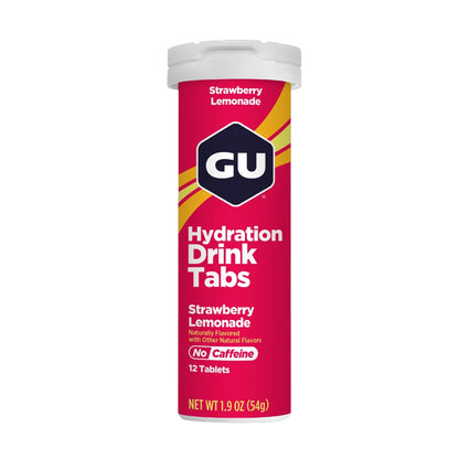 GU Hydration Drink Tabs – Strawberry Lemonade Non-Caffeinated – 1, 2 or 4 Pack | Running & Endurance