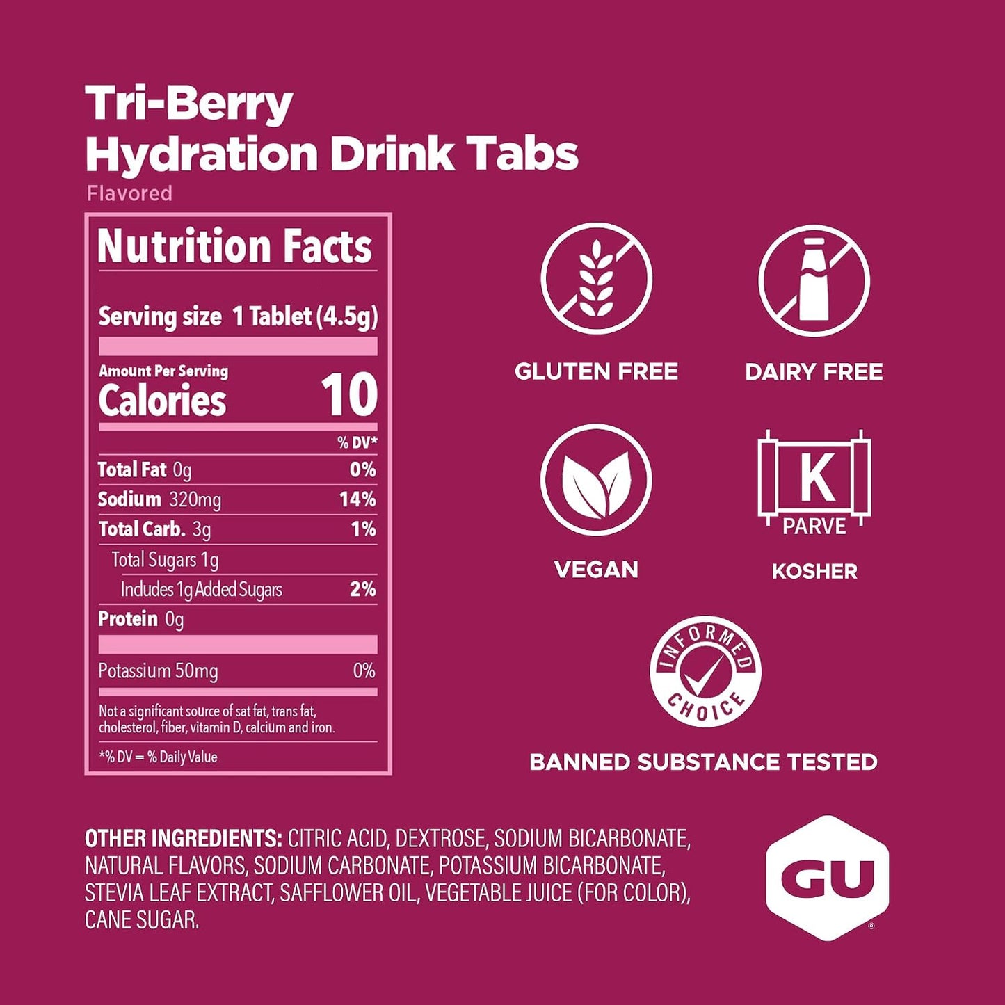 GU Hydration Drink Tabs – Strawberry Lemonade Non-Caffeinated – 1, 2 or 4 Pack | Running & Endurance