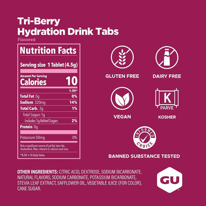 GU Hydration Drink Tabs – Strawberry Lemonade Non-Caffeinated – 1, 2 or 4 Pack | Running & Endurance