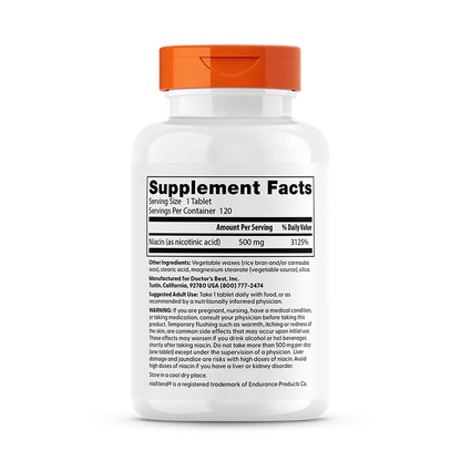 Doctor's Best Sustained-Release Niacin with niaXtend, 500 mg, 120 Tablets