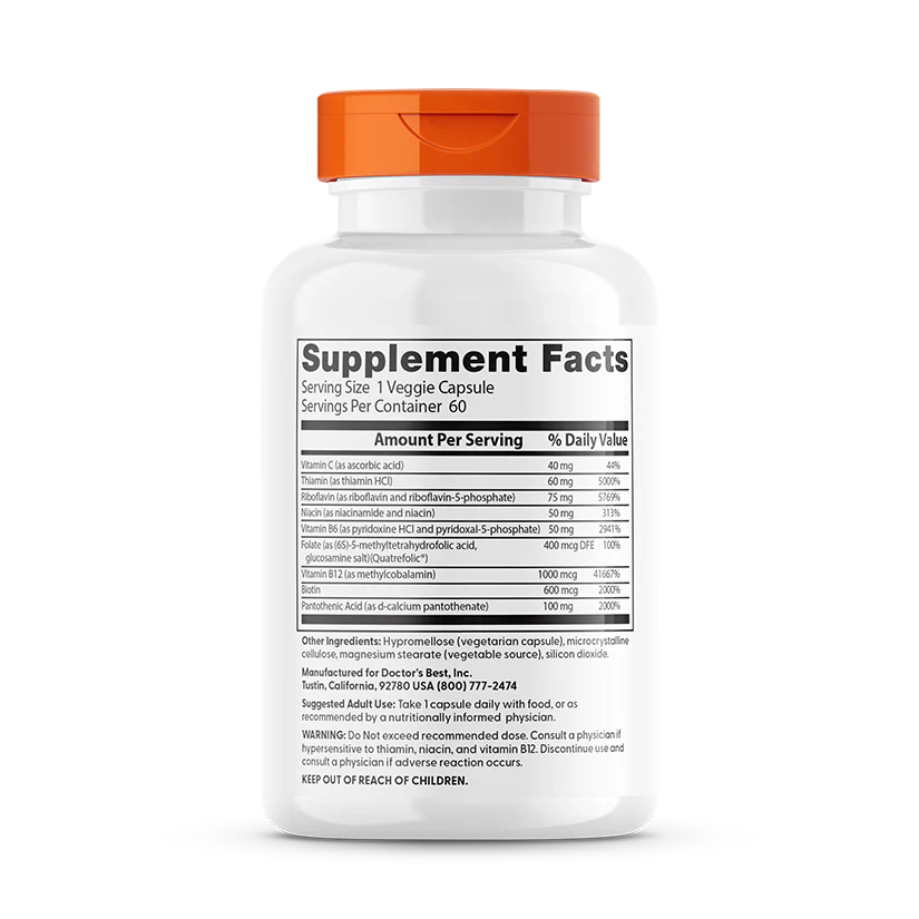 Doctor's Best Fully Active B Complex with Quatrefolic, 60 Veggie Caps