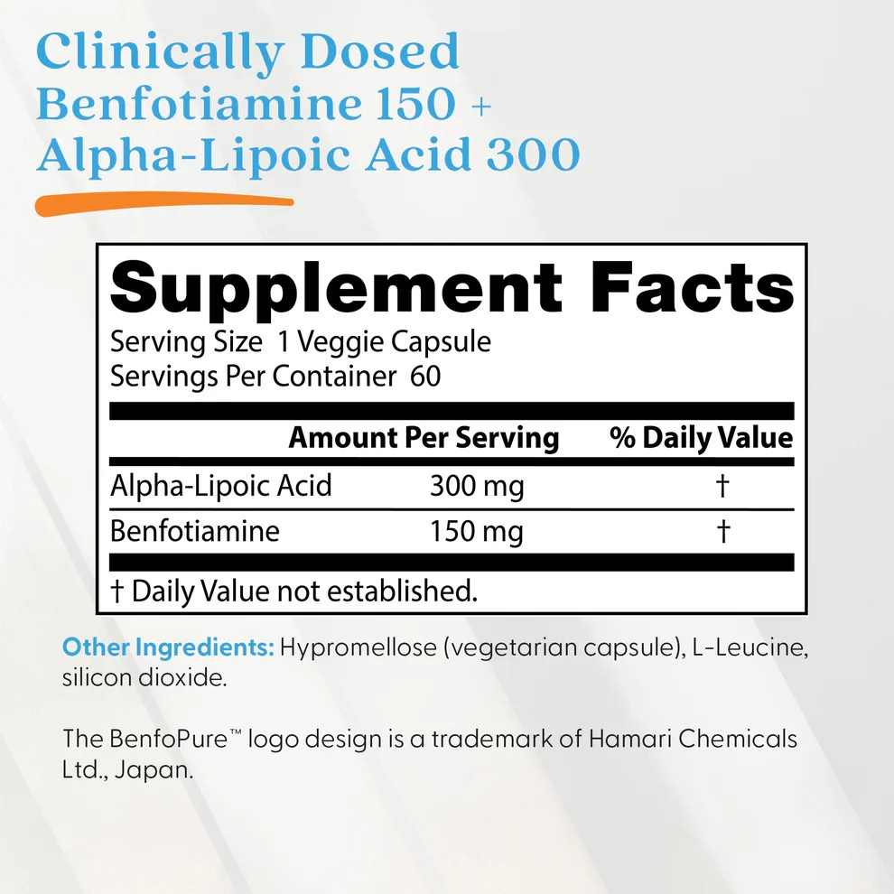 Doctor's Best Benfotiamine 150 + Alpha-Lipoic Acid 300
