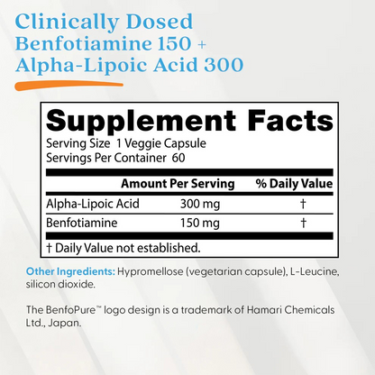 Doctor's Best Benfotiamine 150 + Alpha-Lipoic Acid 300